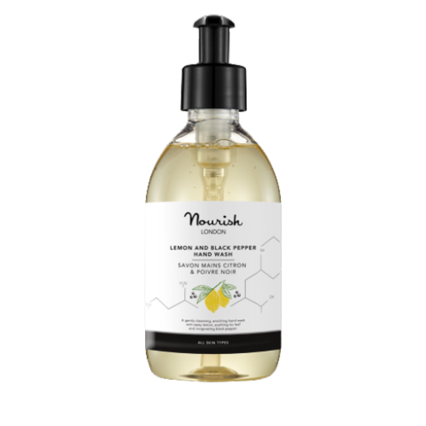 Nourish London Lemon & Black Pepper Hand Wash Natural cleanser that's gentle on the skin Nourish London Lemon & Black Pepper Hand Wash Natural cleanser that's gentle on the skin