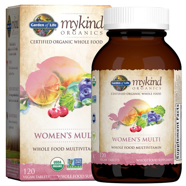 Garden of Life Vegan Women mykind Organic Women Whole Food Vitamin Supplement, 120 Count (Pack of 1)