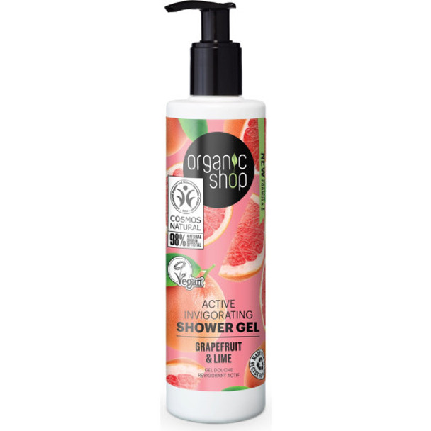 Organic Shop Active Invigorating Grapefruit & Lime Shower Gel A gentle shower gel with an energising scent