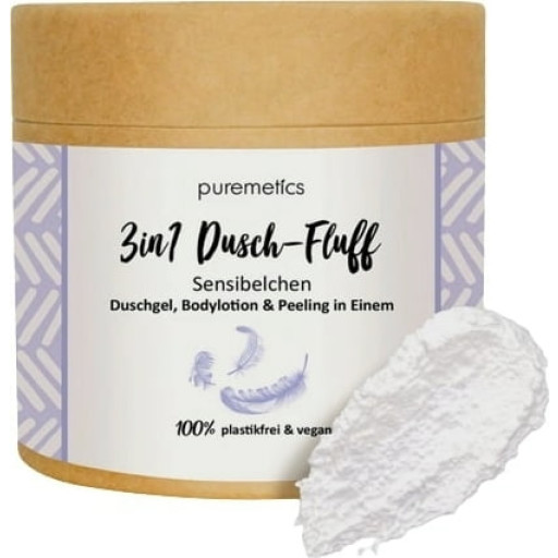 puremetics 3-in-1 Sensitive Shower Fluff Simplified body care with a skin-friendly texture