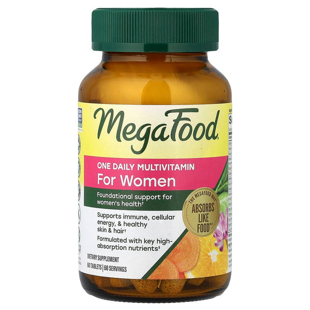 MegaFood, Multi for Women, Supports Optimal Health and Wellbeing, Multivitamin and Mineral Dietary Supplement, Gluten Free, Vegetarian, 120 Tablets