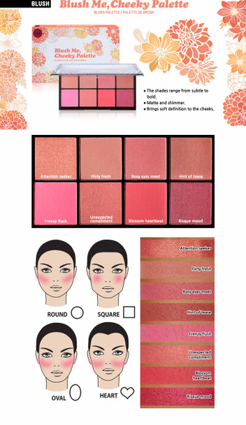 JC-ECP102 : 8 Square Blush Me, Cheeky Palette 6 PC