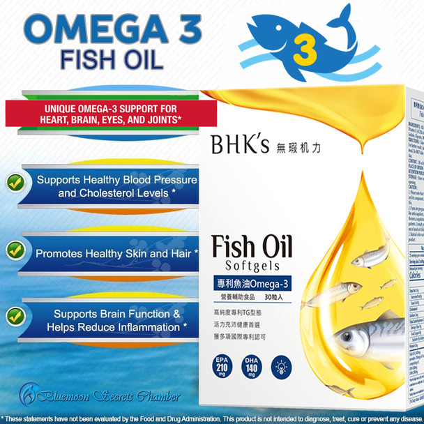 BHK's Patented Fish Oil OMEGA-3 Softgels