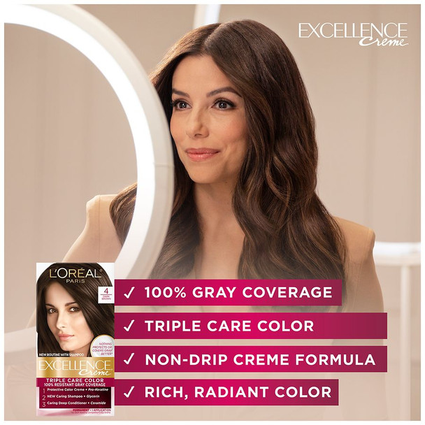 Creme Permanent Triple Care Hair Color, 4 Dark Brown