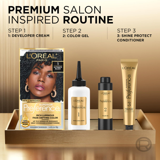 L'Oreal Paris Superior Preference Luminous Fade-Defying Permanent Hair Color Hair Dye For Up to 9 Weeks of Radiance Light Silver Blonde 8S 1 Hair Dye Kit