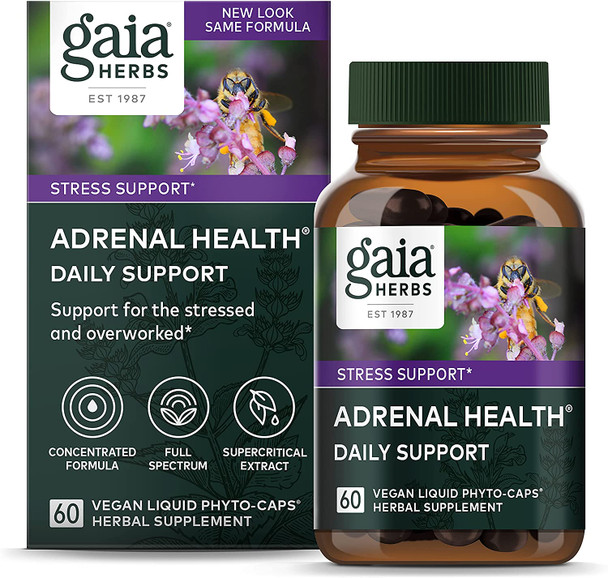 Gaia Herbs Adrenal Health, 60 Liquid-Filled Veg Capsules, Bottle