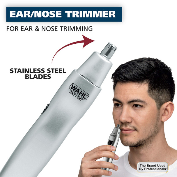 Wahl Ear, Nose, & Brow Trimmer Clipper – Painless Eyebrow & Facial Hair Trimmer for Men & Women, Battery Included Electric Groomer – Model 5545-400