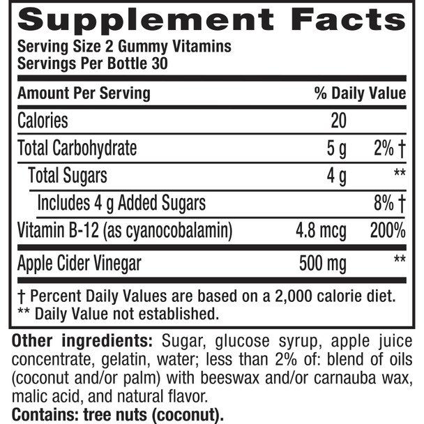 Vitafusion Apple Cider Vinegar Gummy Vitamins, 60ct