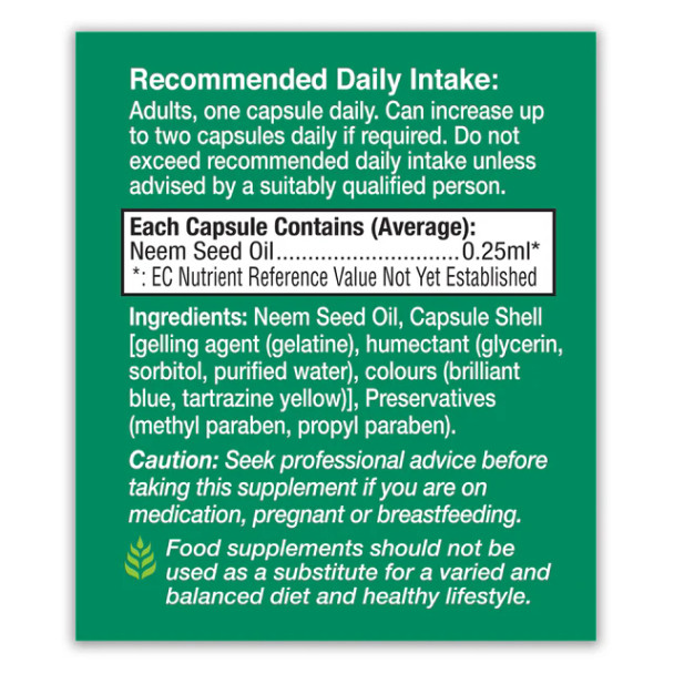 HealthAid Neem Oil Capsules, Pack of 60 Capsules