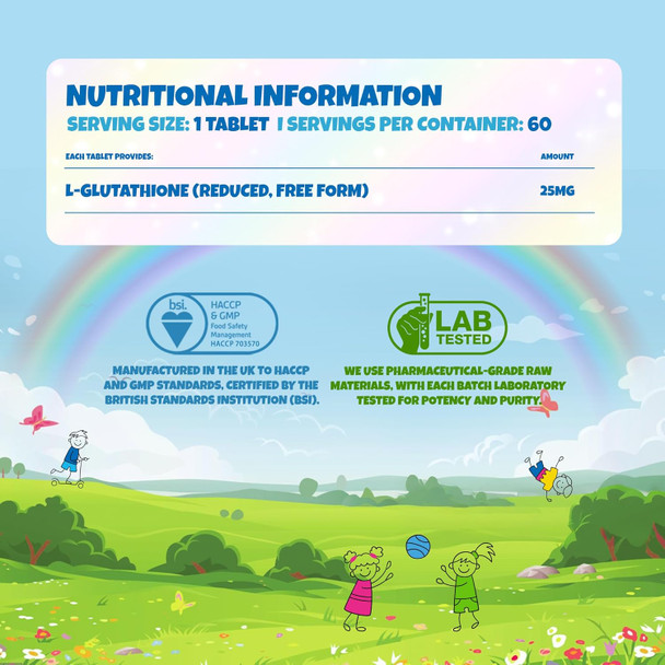 Health4All Kids L-Glutathione 25mg 60 Chewable Tablets