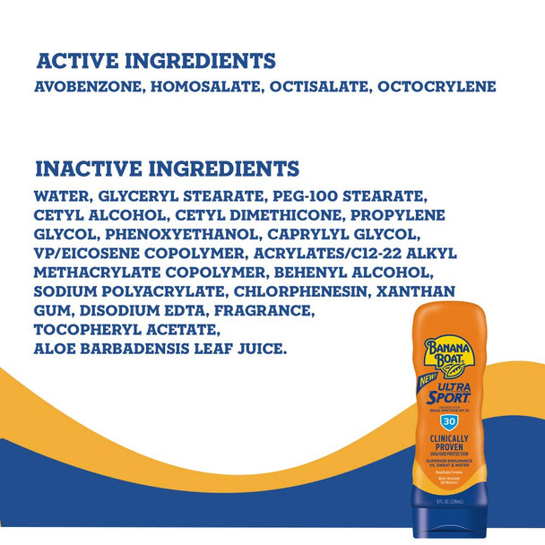 Banana Boat Ultra Sport Sunscreen Lotion, Broad Spectum SPF 30, 8 Fl Oz