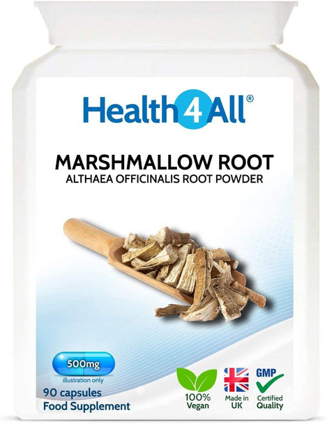 Marshmallow Root 500mg 90 Capsules (V) .(not Tablets) Vegan. Made in The UK by Health4All