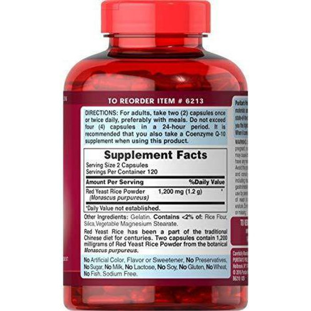 Red Yeast Rice 600 mg 240 Count Puritans Pride - 2 Pack