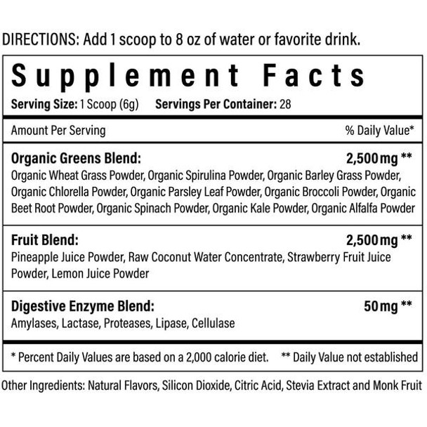 Organic Greens & Fruit Blend 28srv