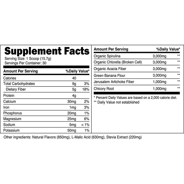 Transparent Labs Prebiotic Greens Pineapple Coconut flavor 30 Servings