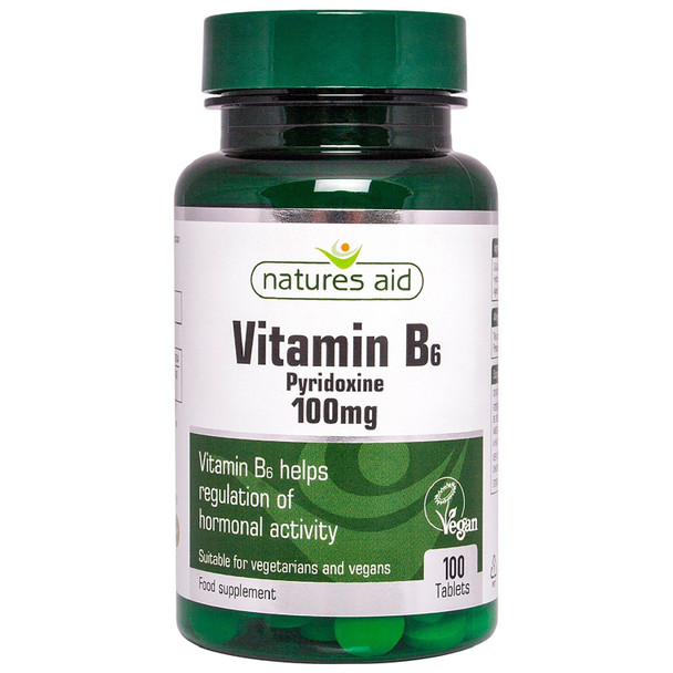 Natures Aid Vitamin B6 100 Mg, Pyridoxine, Suitable For Vegans, 100 Tablets