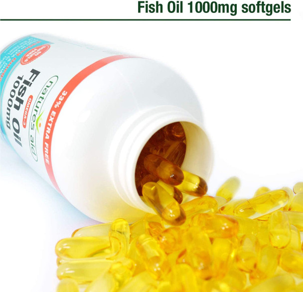 Natures Aid Fish Oil 1000mg | Omega 3 (180mg Epa & 120mg Dha) | Made In The Uk, 240 Softgels For The Price of 180, 240 Capsules