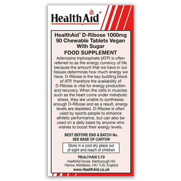 Health Aid D-Ribose 1000Mg 90'S