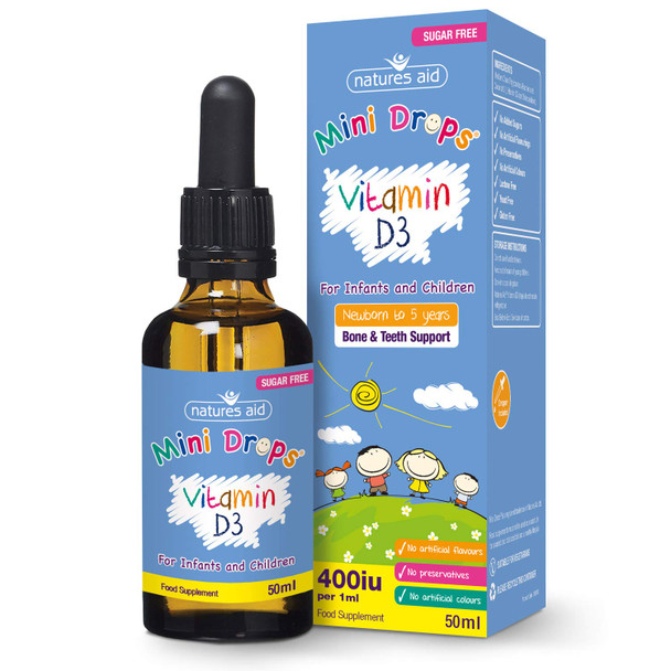 Natures Aid Vitamin D3 Mini Drops For Infants And Children Sugar Free 50 Ml
