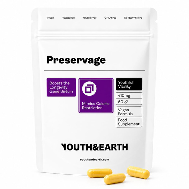 Youth & Earth Preservage Resveratrol Supplement 410 mg 60 Capsules