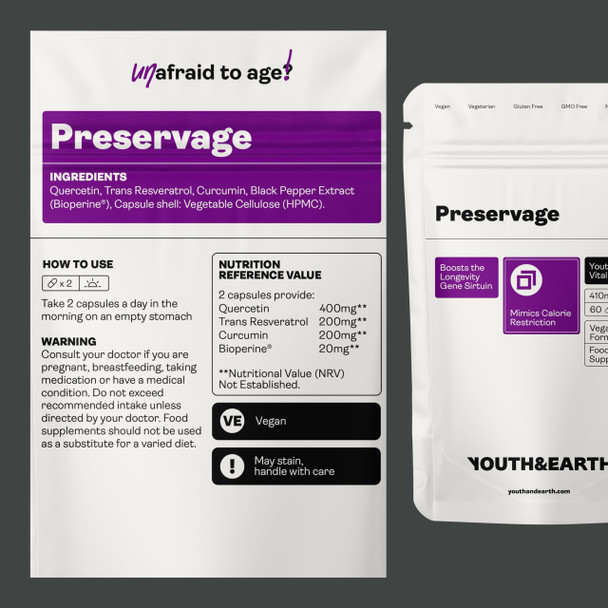 Youth & Earth Preservage Resveratrol Supplement 410 mg 60 Capsules