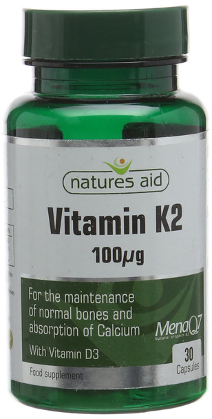 Natures Aid Vitamin K2 Capsules - Pack of 30