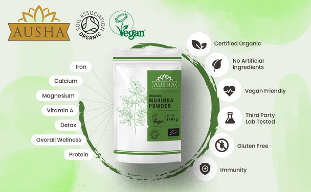 Ausha Organic Moringa Powder 100g