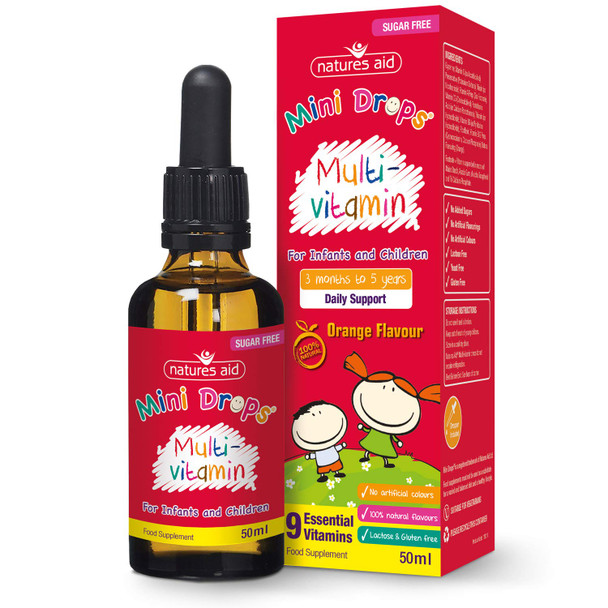 Natures Aid Mini Drops Multi-vitamin for Infants and Children, Sugar Free, 50 ml