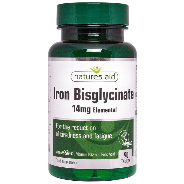Natures Aid Iron Bisglycinate 90 Tablets