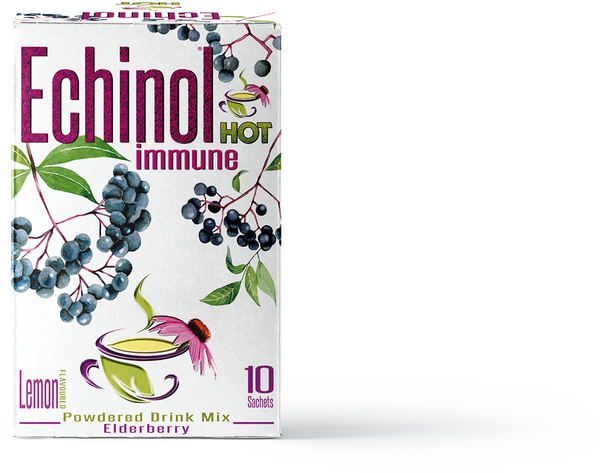 Echinol Hot Immune Powdered Drink Mix Lemon Flavoured with Elderberry 10's