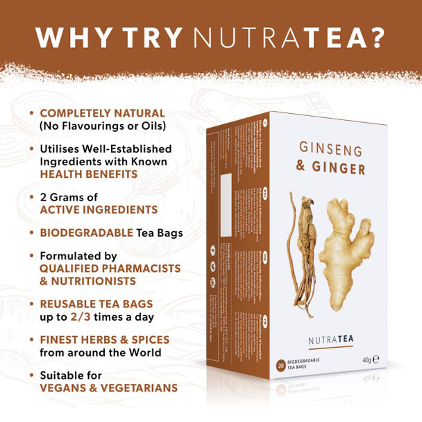 Nutratea Ginseng & Ginger Tea Bags 20's