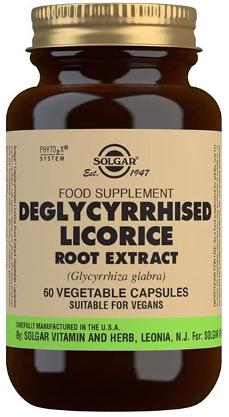Solgar Deglycyrrhised Licorice Root Extract Vegetable Capsules - Pack of 60