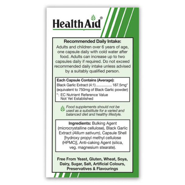 Health Aid Vegan Black Garlic 750mg 30's