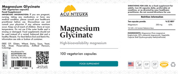 AcuIntegra Magnesium Glycinate 100's