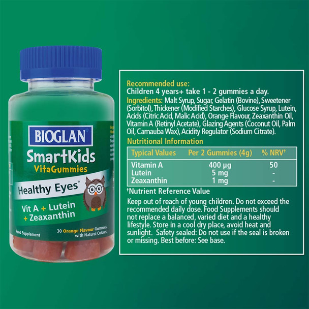 Bioglan SmartKids Healthy Eyes | Vitamin A | Lutein | Zeaxanthin | 30 Gummies