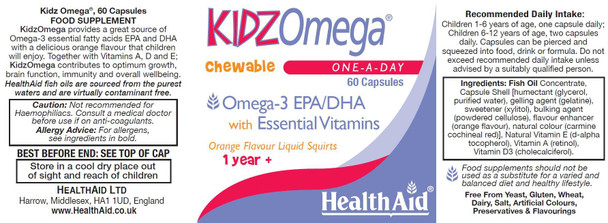 Health Aid KidzOmega Omega-3 EPA/DHA 60's