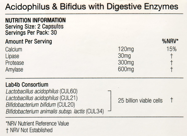 Proven Probiotics Acidophilus & Bifidus with Digestive Enzymes 30's