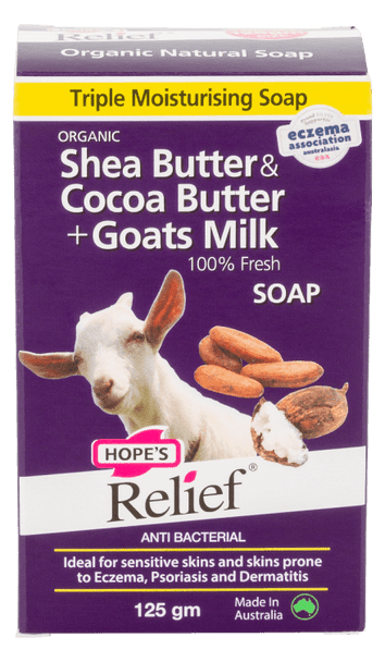 Hope's Relief Organic Shea Butter & Cocoa Butter + Goats Milk Soap 125g