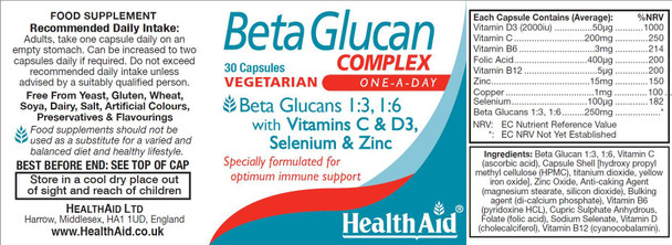 Health Aid Beta-Glucan Complex 30's