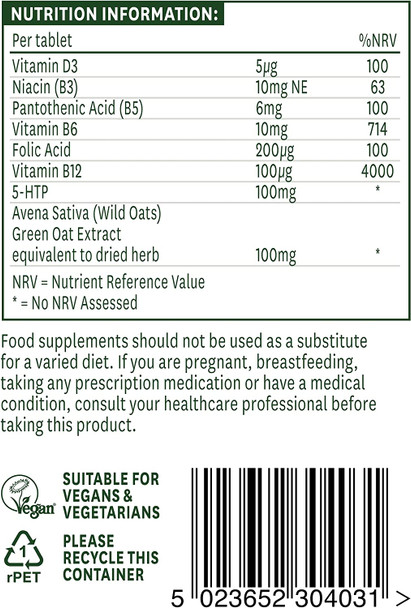 Natures Aid 5-Htp Complex With Avena Sativa, Vitamin B Complex To Support Nervous System Function, 30 Tablets