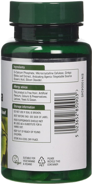 Natures Aid Ginkgo Biloba , 6000 mg Equivalent, Vegan, 90 Tablets