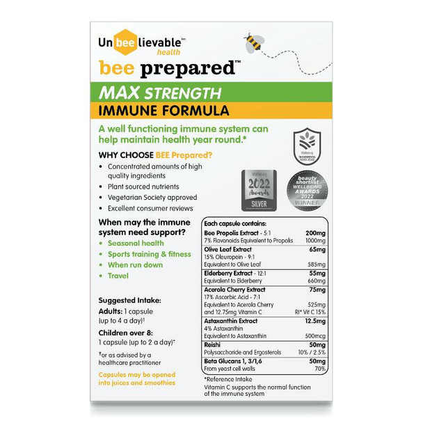Unbeelievable Bee Prepared Max Strength Immune Formula 20'S