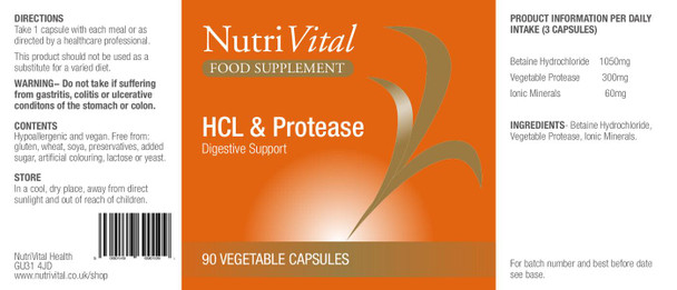 Nutrivital Hcl & Protease 90'S