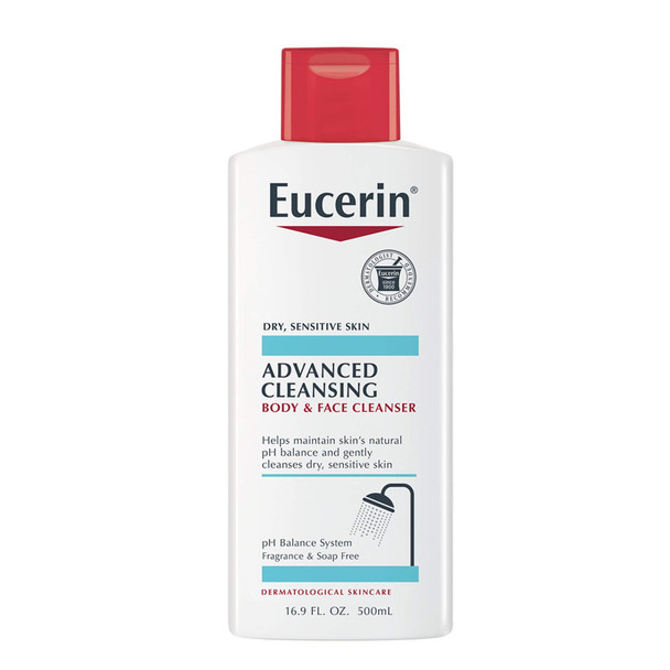 Eucerin Advanced Cleansing Body and Face Cleanser - Fragrance and Soap Free for Dry, Sensitive Skin - 16.9 fl. oz Bottle