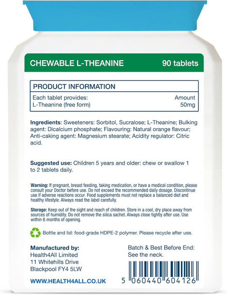 Health4All Kids L-Theanine 50mg 90 Chewable Tablets