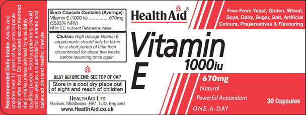 Health Aid Vitamin E 1000iu