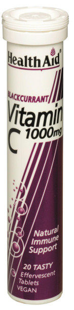 Health Aid Vitamin C 1000Mg Effervescent Blackcurrant Flavour 20'S