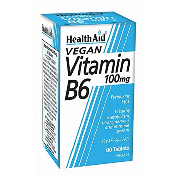 HealthAid Vitamin B6 (Pyridoxine HCl) 100mg - 90 Tablets