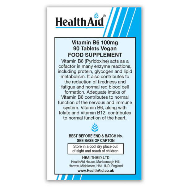 Health Aid Vitamin B6 100mg 90's