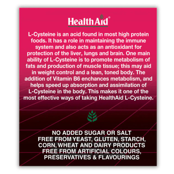 Health Aid L-Cysteine 550mg with Vitamin B6